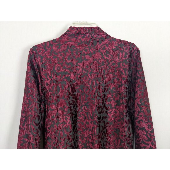Vintage RAMPAGE with velvet burgundy black sheer sequins blouse L - Picture 5 of 12